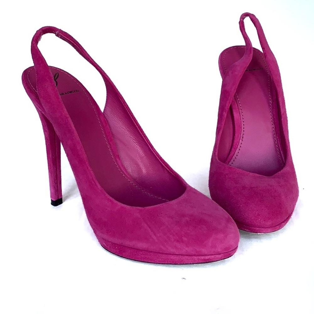 B Brian Atwood “Felicite” Pink Suede Slingback Heels | Designer Pumps | 7.5